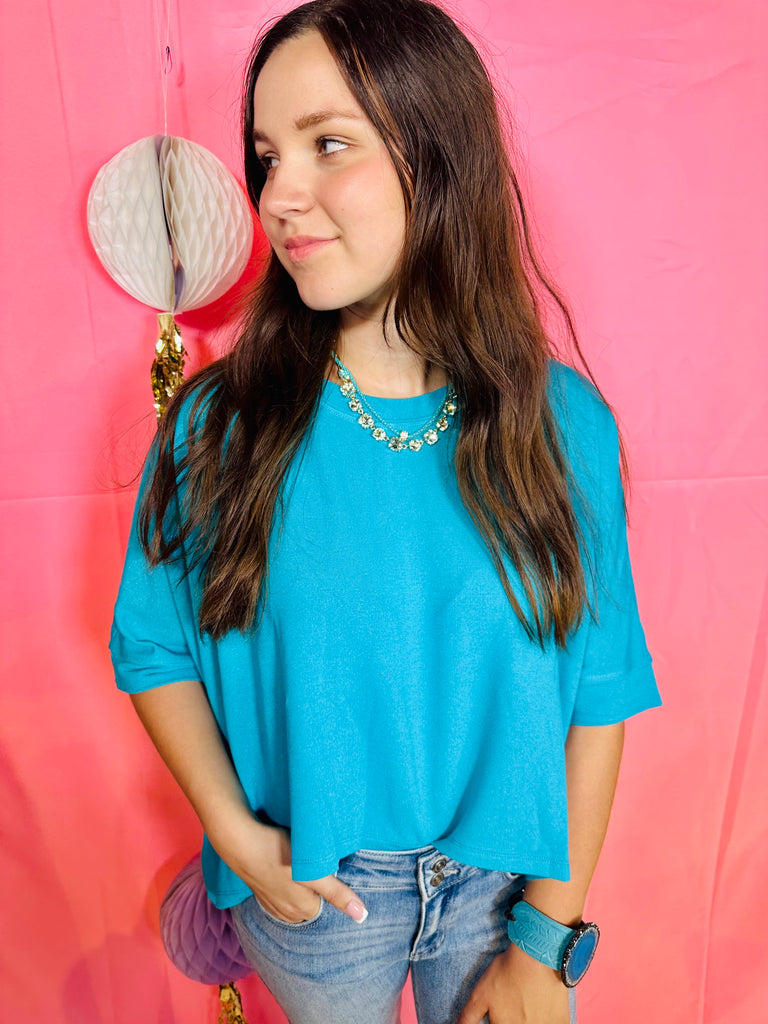 Teal- Not Completely Basic Dolman Sleeve Top