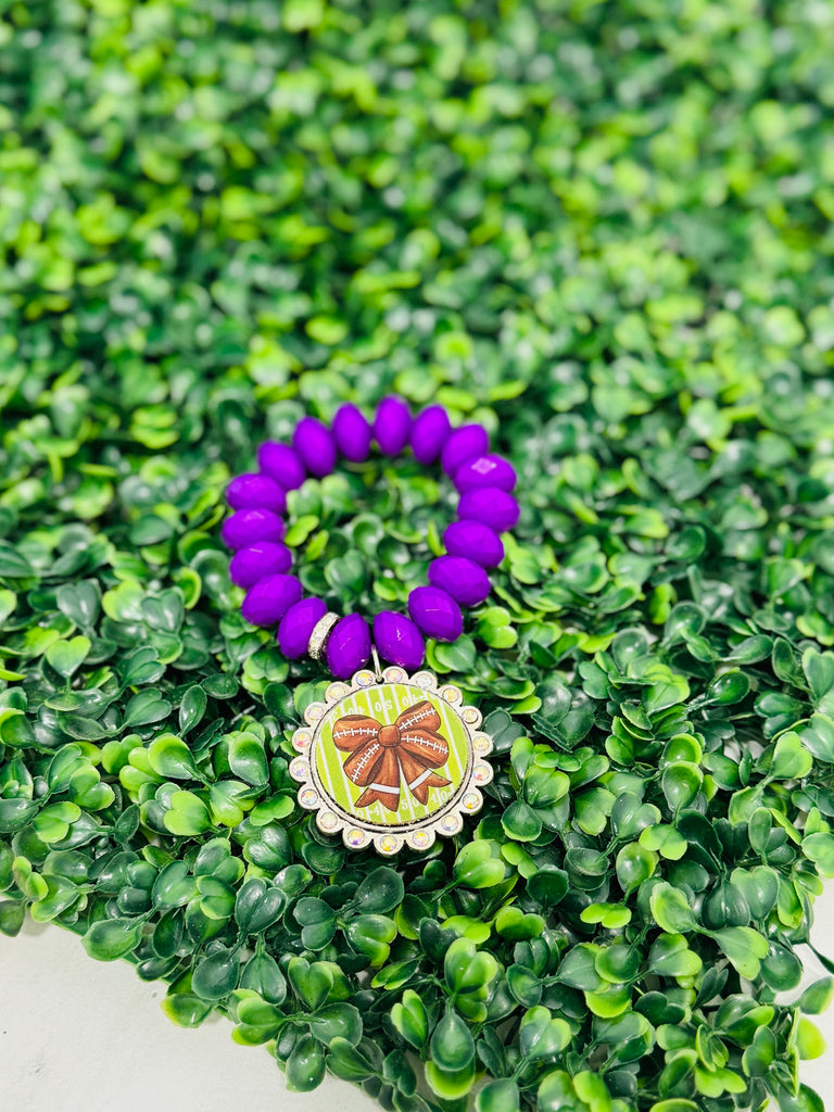 Burning Purple Football Beaded Bracelet