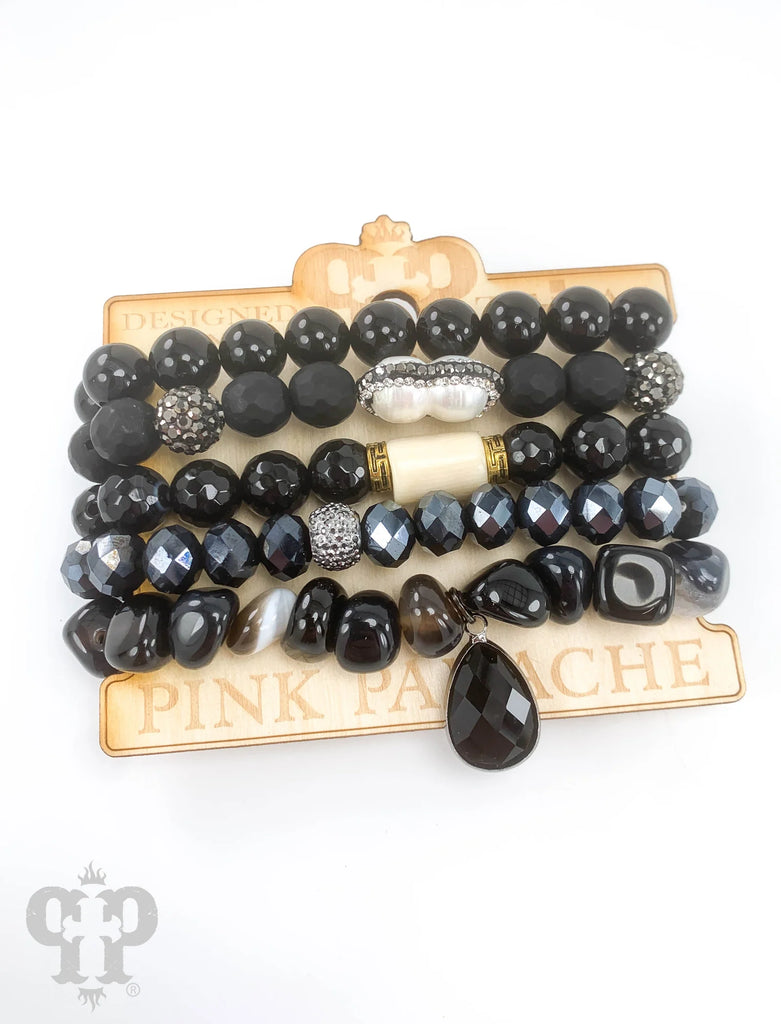 Black Swan & Pearl Shimmer Bracelet Stack