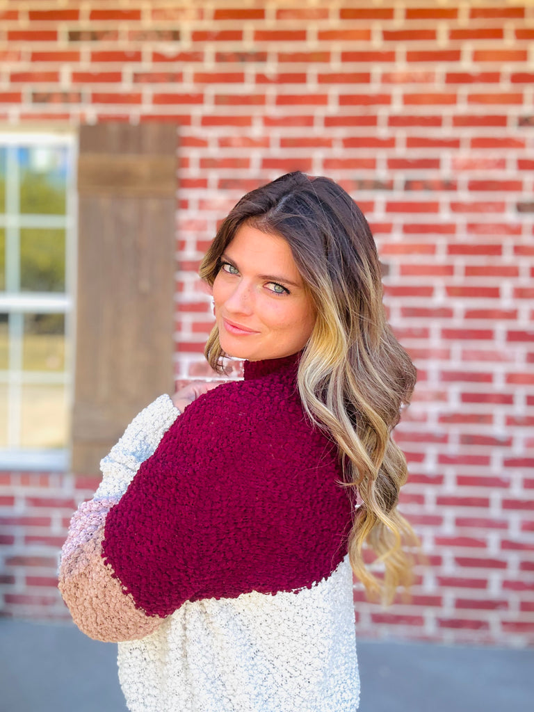 Choosing Cozy Sweater - Wine Multi