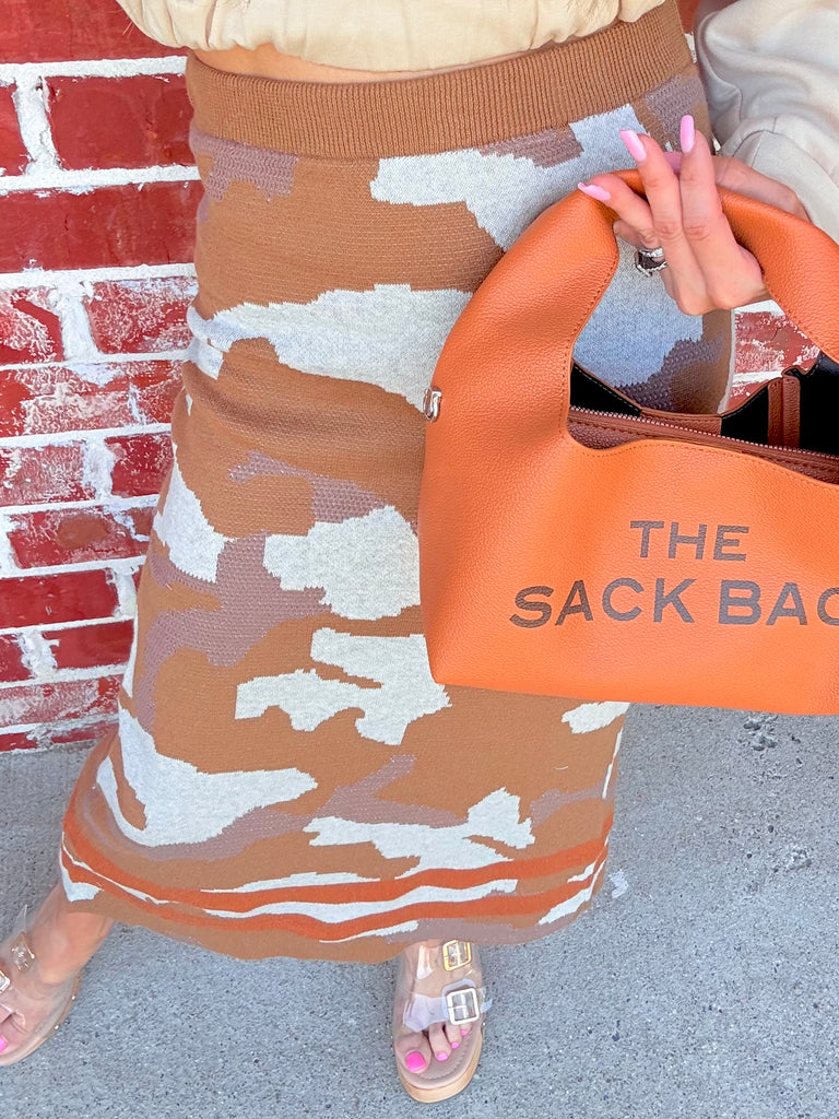 Camo Chic Midi Skirt - Mocha