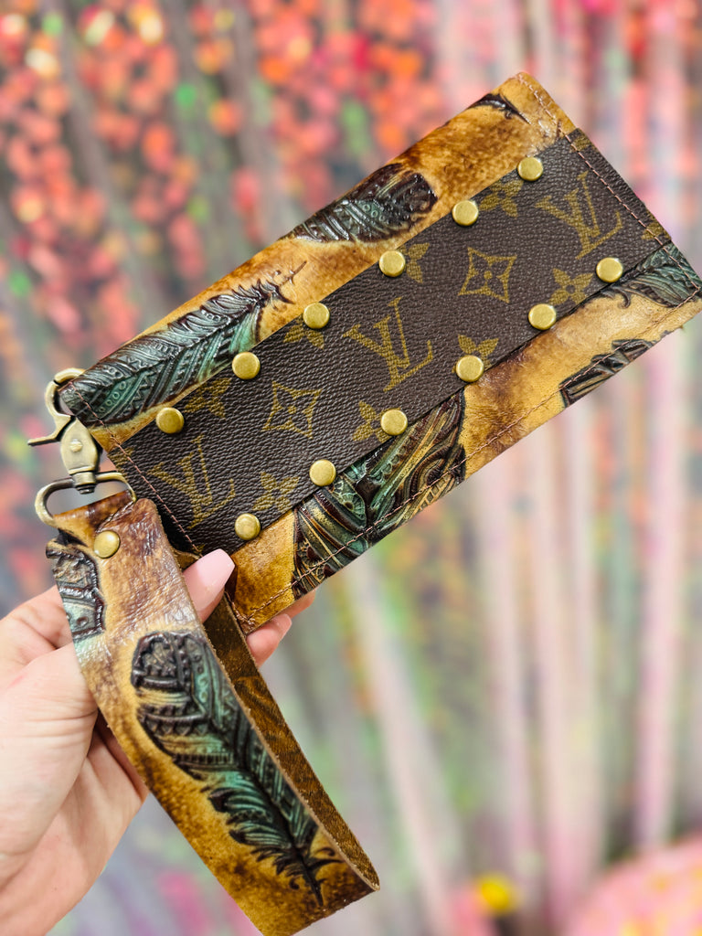 Feathered Indian Leather Wallet/Wristlet