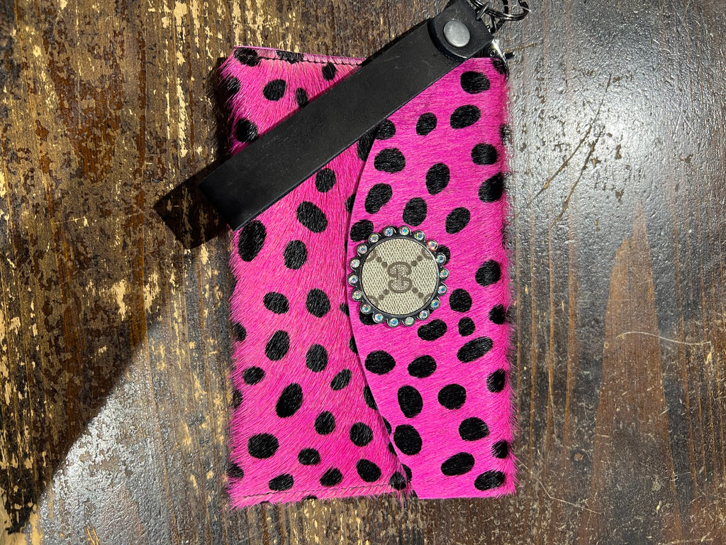 Spotted Pink Hide & Lux Wallet/Wristlet