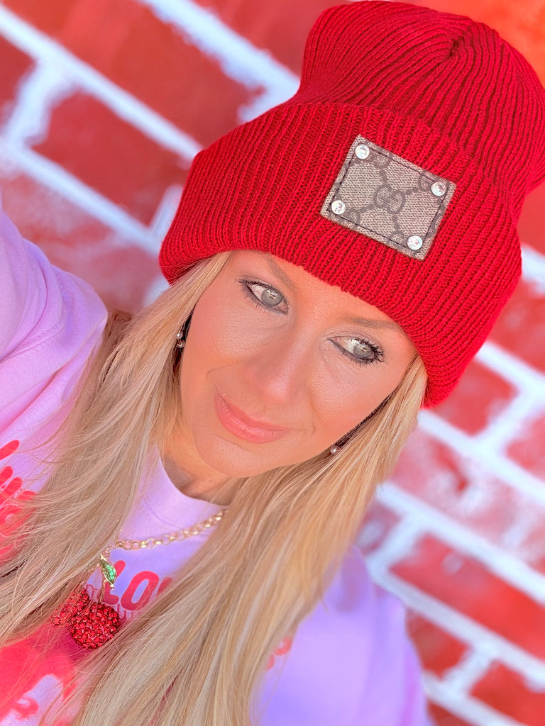 Red Ribbed Lux Beanie