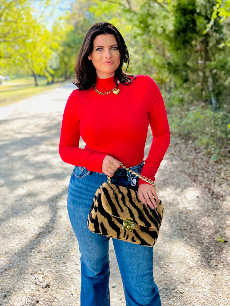 The Essential Mock Neck Bodysuit - Ruby