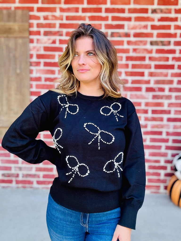 Darling I Might Embellished Bow Sweater