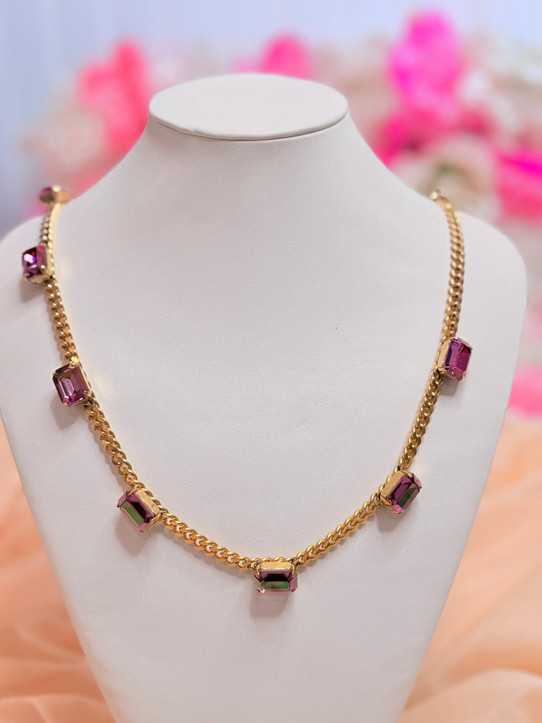 Aylin Dark Rose Glimmer Swarovski Necklace