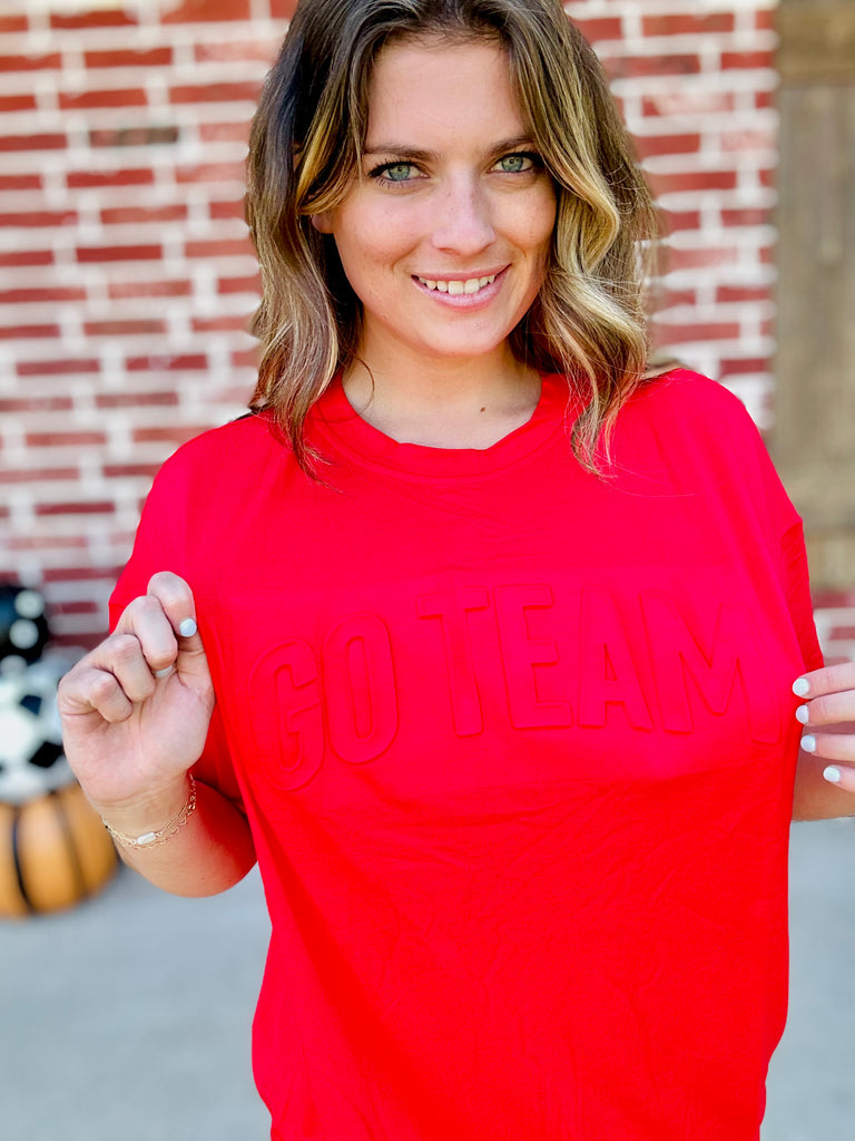 Red Embossed Oversized Tee