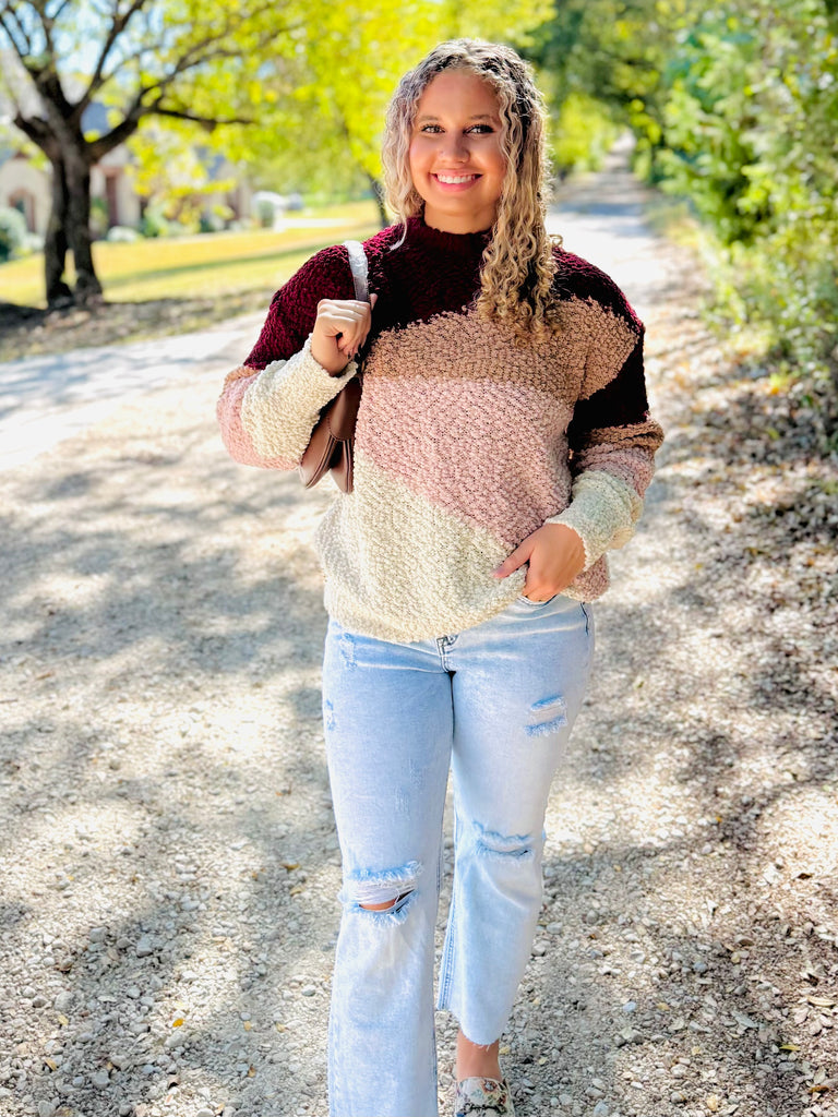 Choosing Cozy Sweater - Wine Multi
