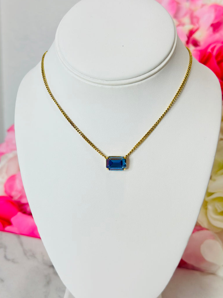 Rubin Swarovski Pendent Daily Necklace - Ice Blue Glimmer