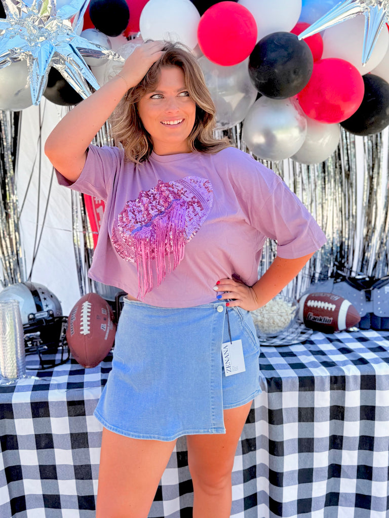 Purple Sequin Game Day Top