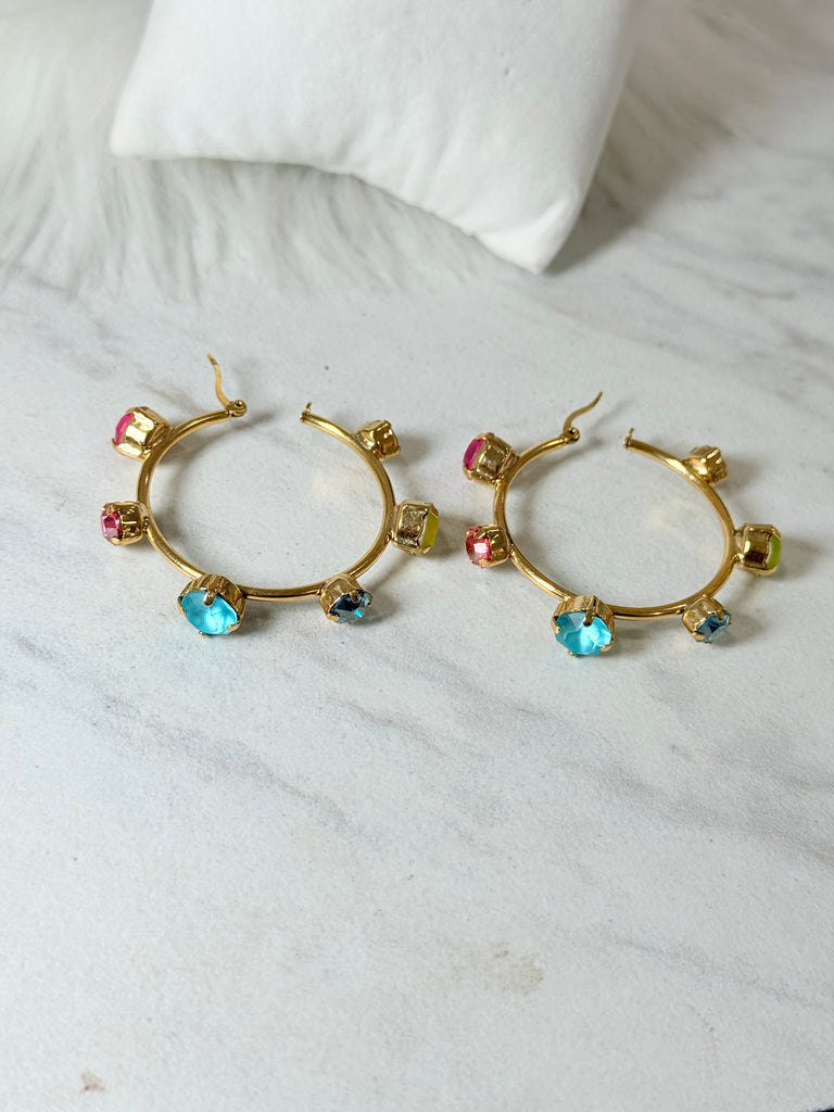 Atlia Swarovski Hoop Earrings in Candy Crush