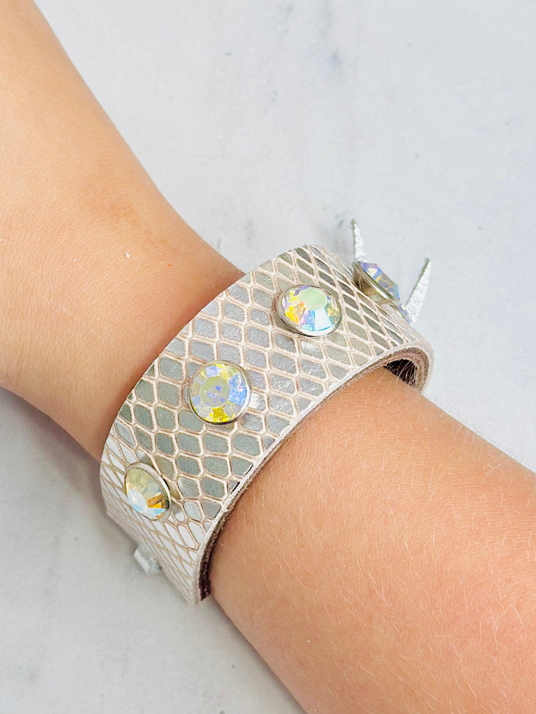 Studded Medium Light Nude & Chrome Cinch Cuff