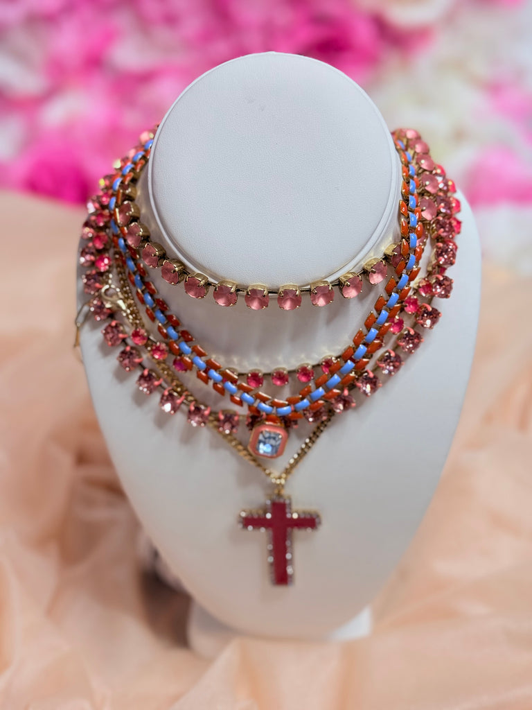 Sarina Swarovski Necklace In Pink Ignite Brandy