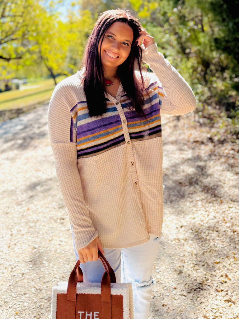 Your Way Waffle Knit Top- Almond