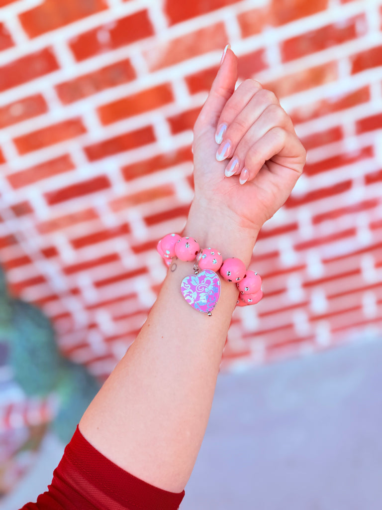 Hearts Fluttering Pink Diamond Charm Bracelet