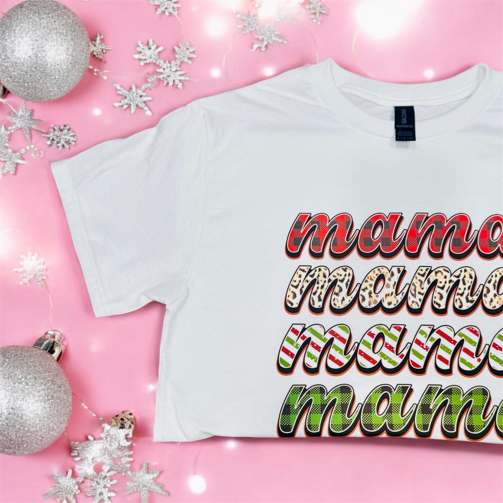 Mama Holiday White Graphic Tee