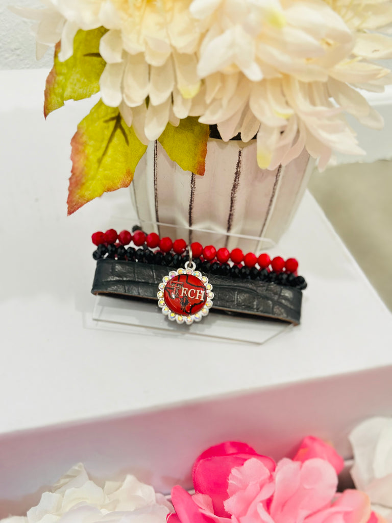 Game Day Red Nation Cuff & Bracelet Set