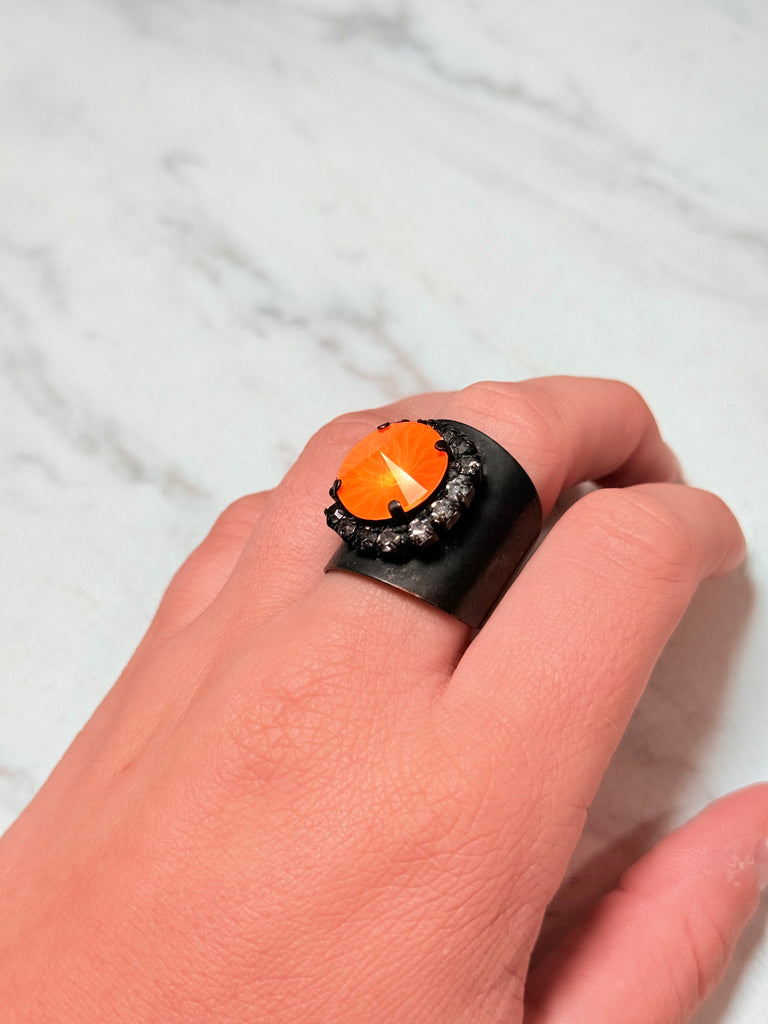 Jacci Swarovski Ring in Neon Orange