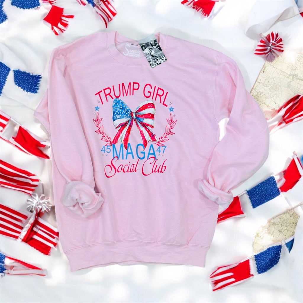 Trump Girl Bedazzled Graphic Crewneck Pullover