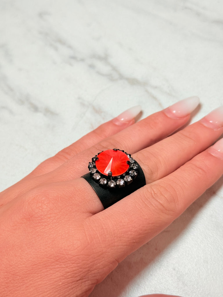 Jacci Swarovski Ring in Blood Orange Coral