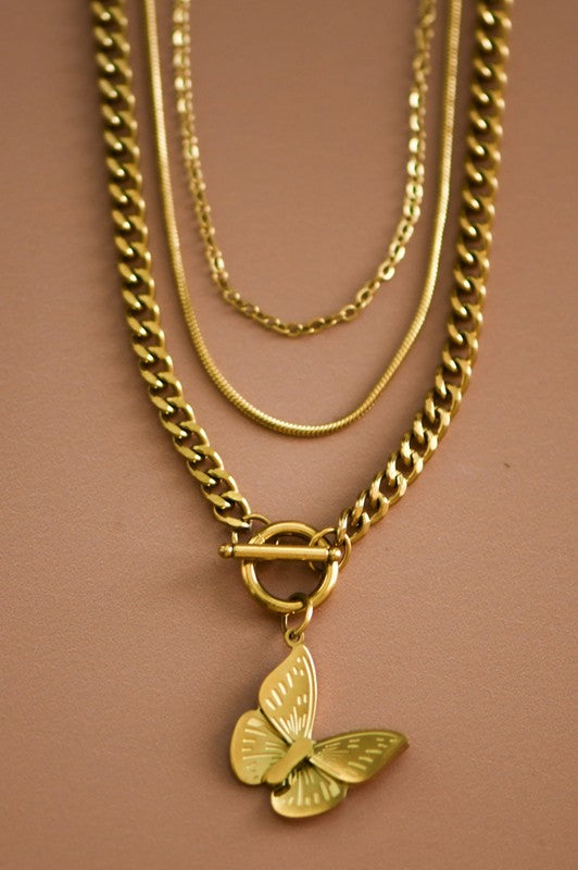 Butterfly Kisses Layered 18K Necklace