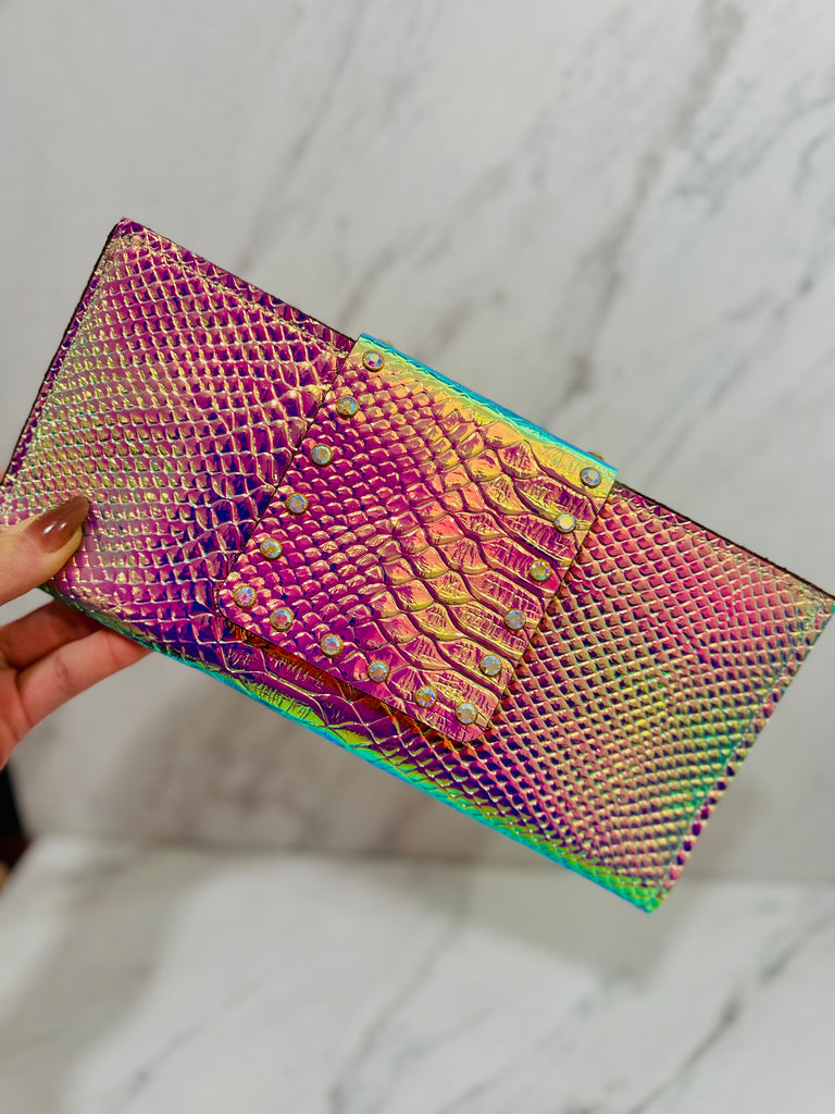 Heat Wave Mermaid Leather AB Wallet Clutch