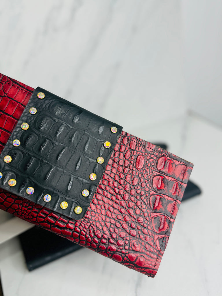 Cherry Red Cuban & Black AB Wallet Clutch