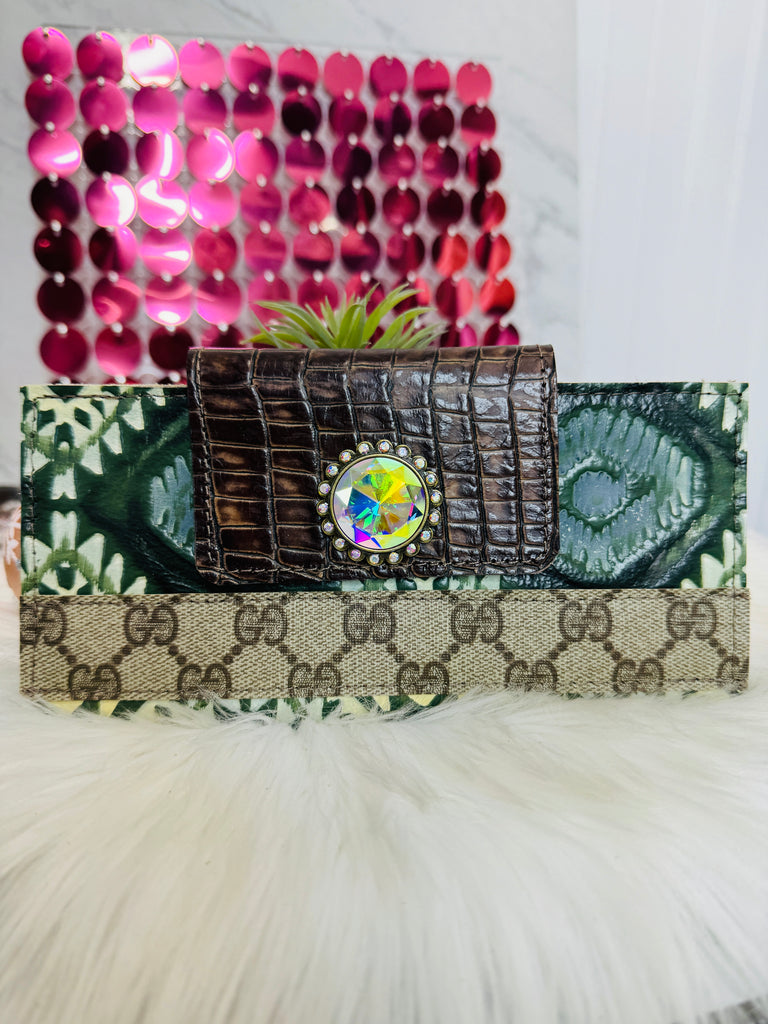 Dusted Green Aztec Leather Wallet