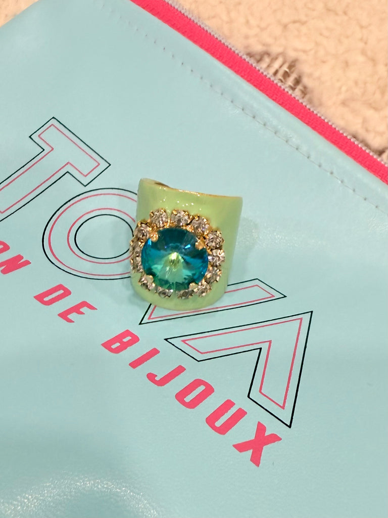 Jacci Swarovski Ring in Enamel Light Green Aqua Stone