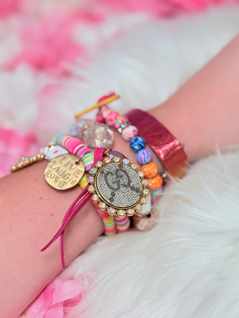 Florals and Friends Lux Charm Beaded Bracelet Stack