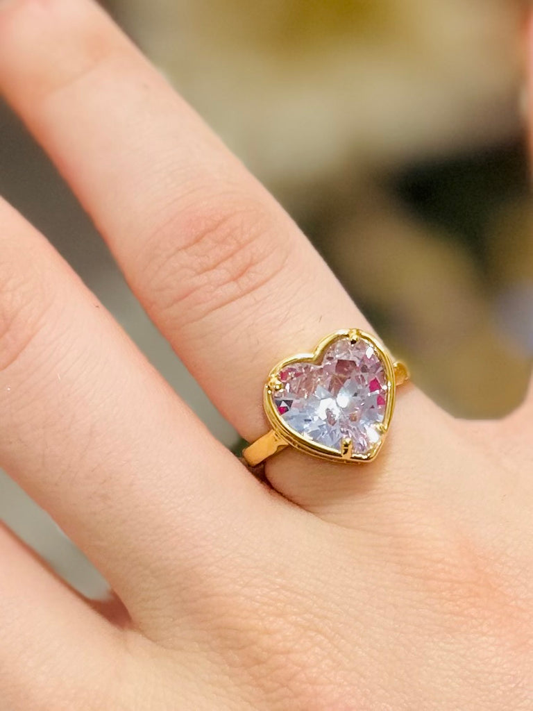 Gold Heart Cut Lux Crystal Ring