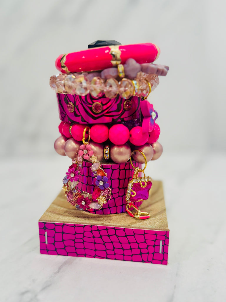 Hottest Pink In Town Leather Jumbo Stack