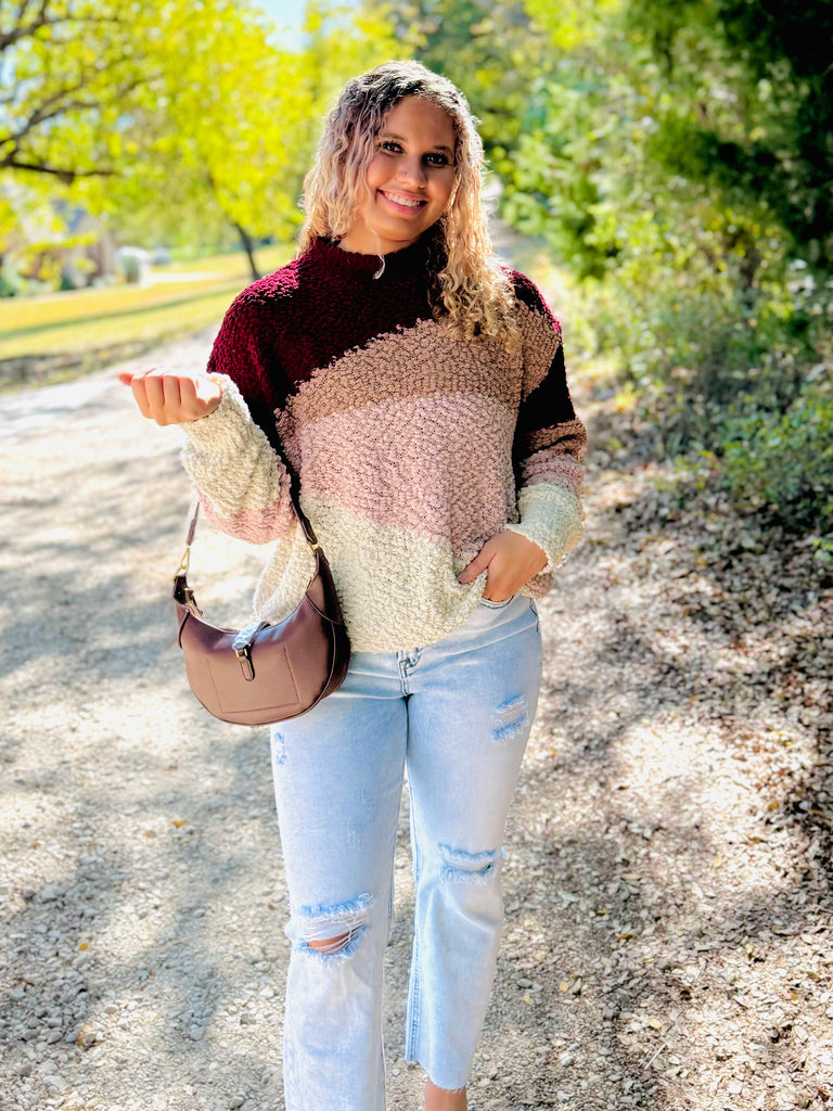 Choosing Cozy Sweater - Wine Multi