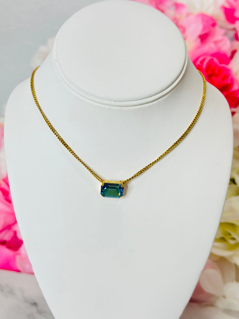 Rubin Swarovski Pendent Daily Necklace - Aqua Verde