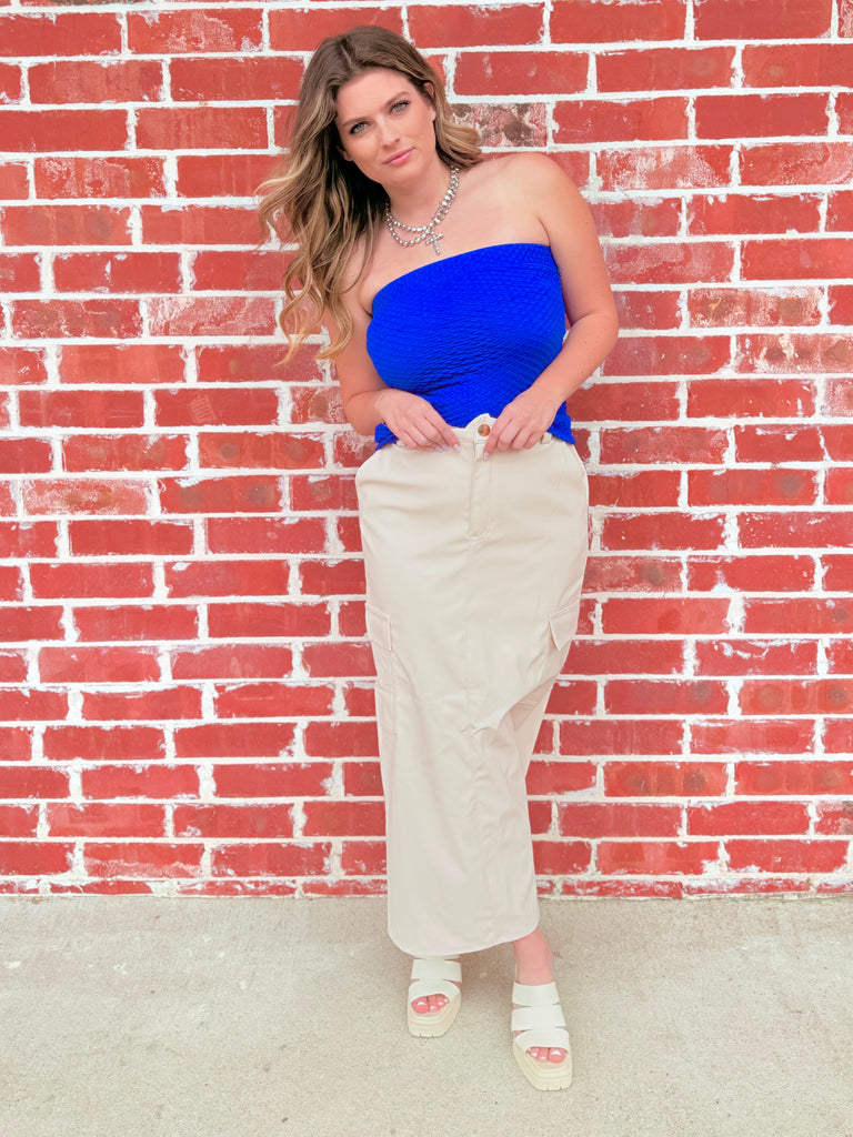 Modern Minimalist Strapless Tube Top - Royal Blue