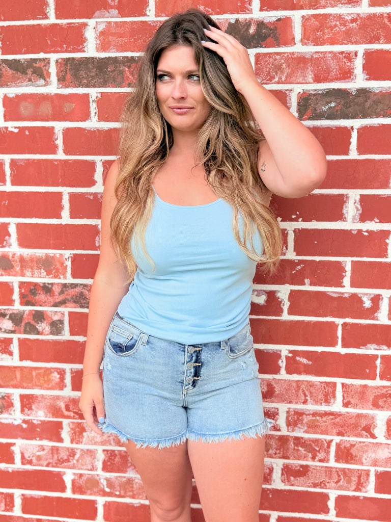 Sky Clean Slate Ribbed Tank