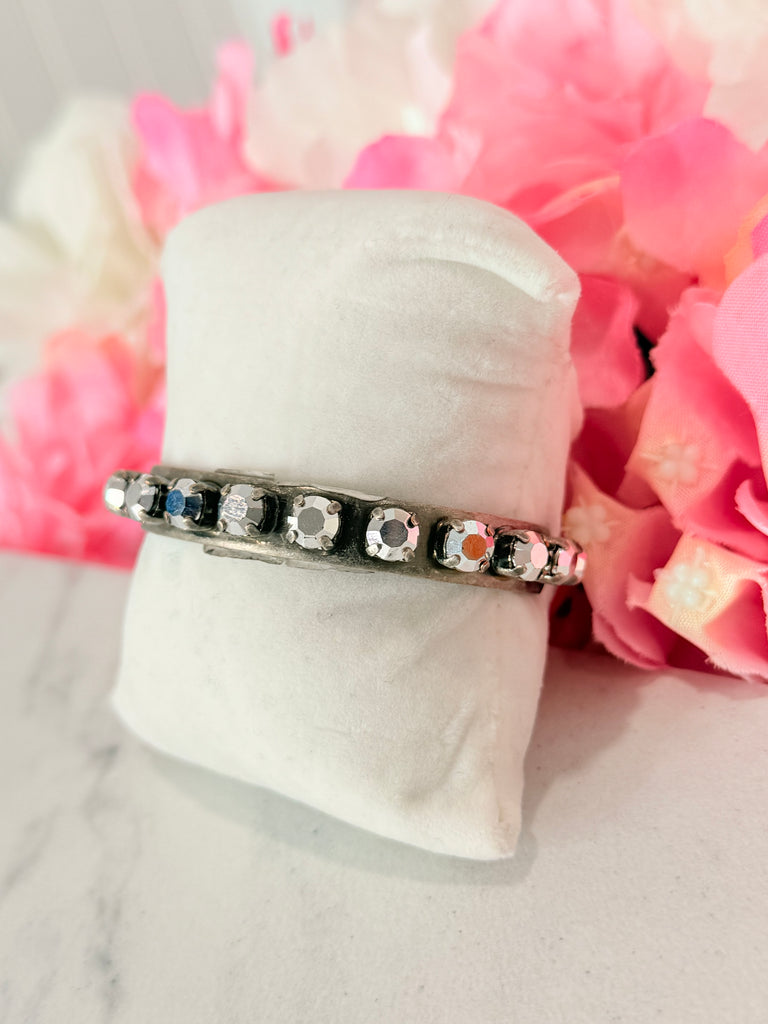 Kelly Swarovski Bracelet Cuff in Antique Silver Chrome