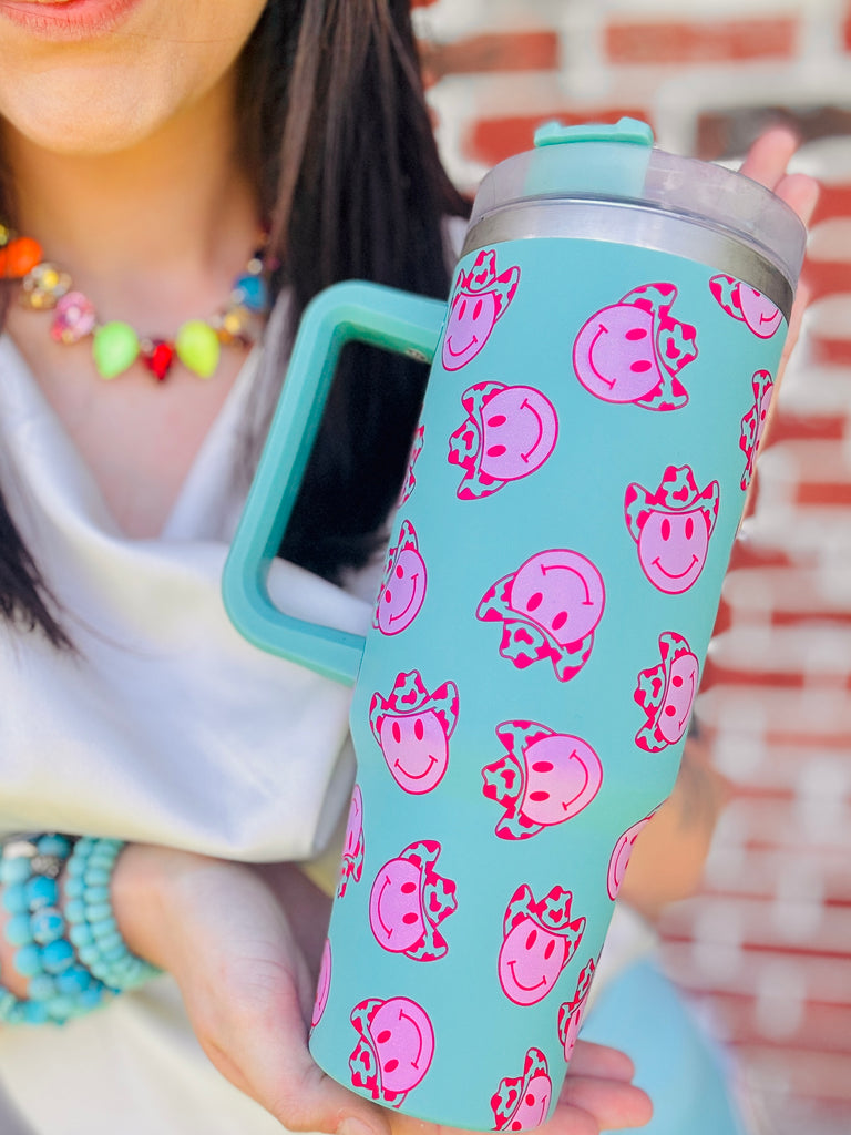 Blue Happiest Cowboy Tumbler