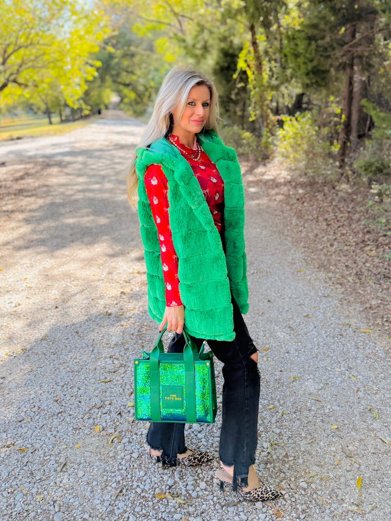 Medium Boujee Green- The Tote Bag Sequin