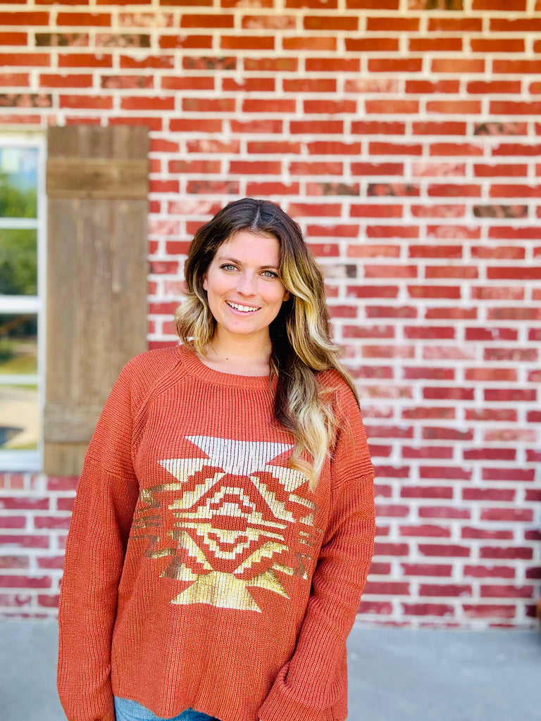 Tinsel Taos Rust Gold Sweater