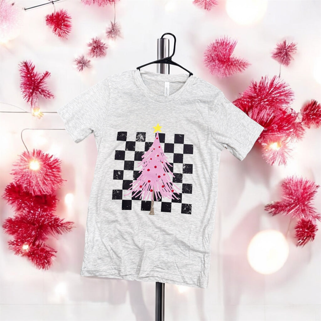 Checked Out This Season Holiday Light Heather Grey Graphic Tee