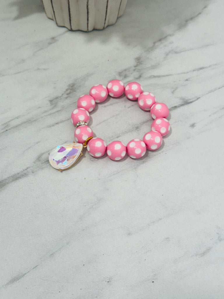 Spotted Out Light Pink Beaded Bracelet