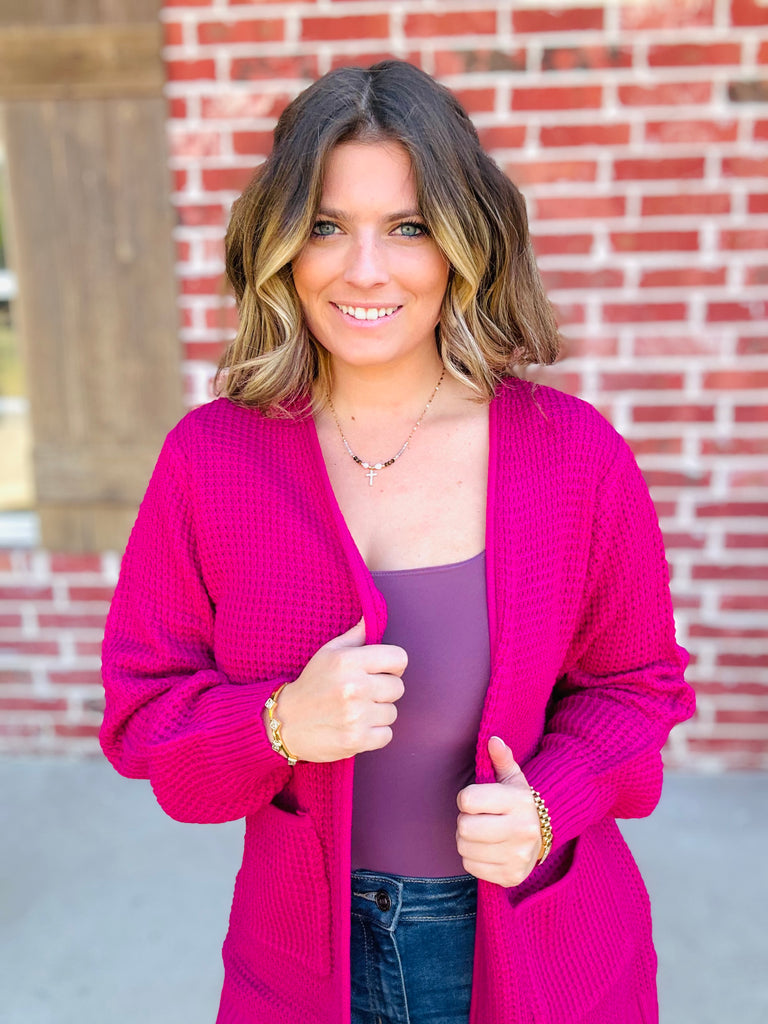 Magenta Knit Cardigan