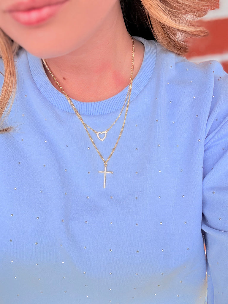 Love & Cross Gold Layered Necklace