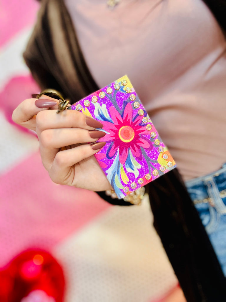 Lilac Floral Becca Leather Card Holder