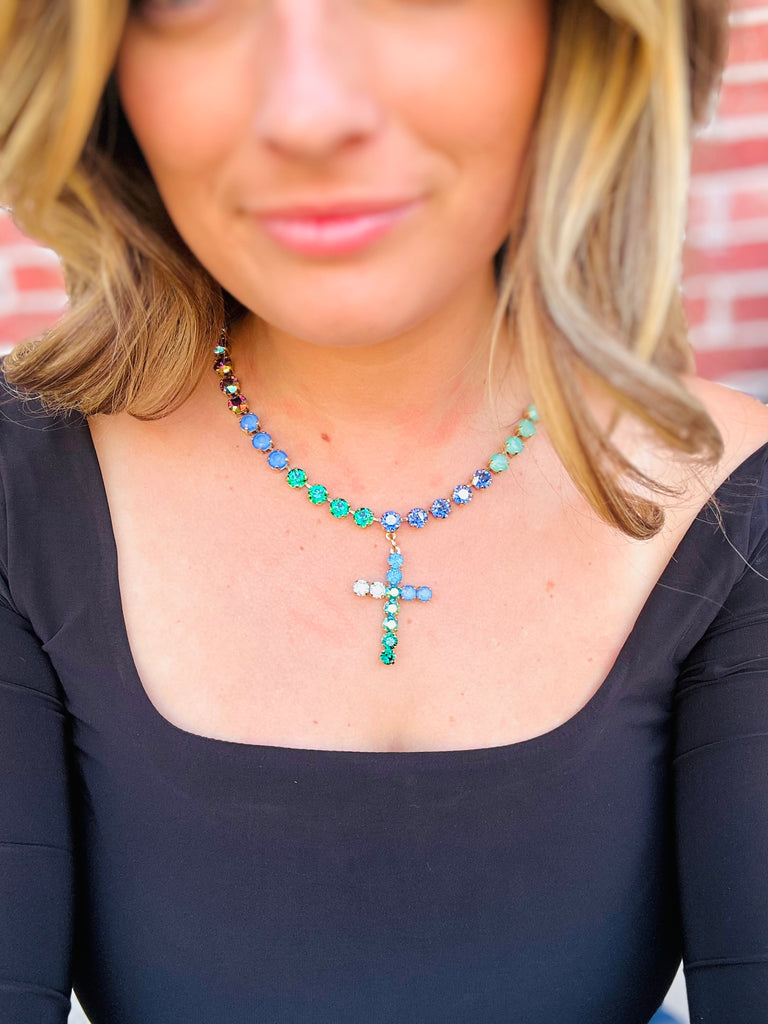 Mini Donatella Necklace in BLUE/GREEN!