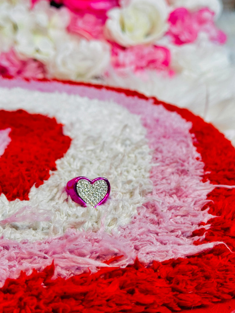 Fuchsia Crystal Heart Ring