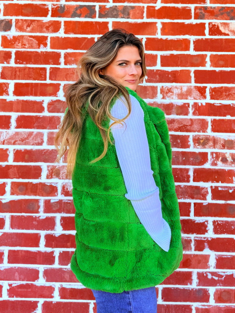 Lucky Green Fur Sherpa Vest