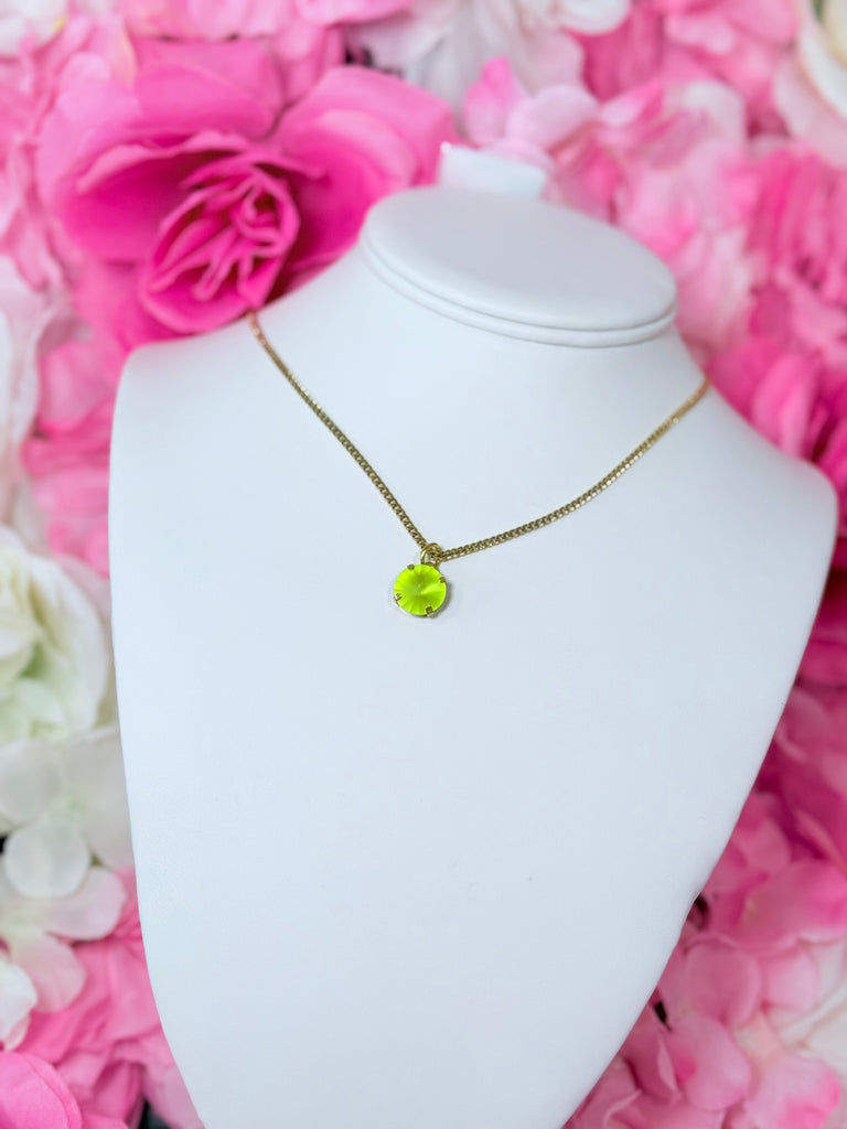 Talia Statement Swarovski Necklace - Lime Matte